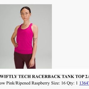 NWT Lululemon Swiftly Tech Racerback Tank Top 2.0